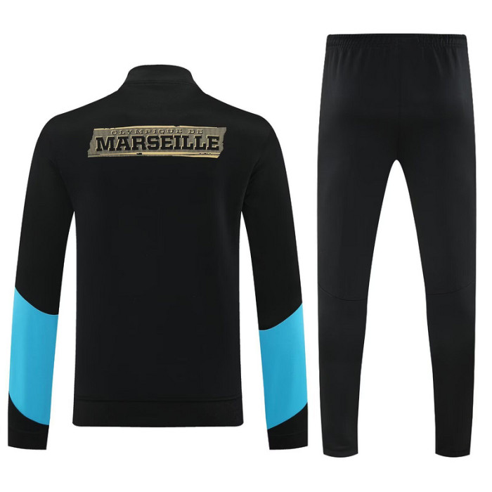 2025-2026 Marseille Black/Blue Soccer Training Jacket and Pants Football Tracksuit