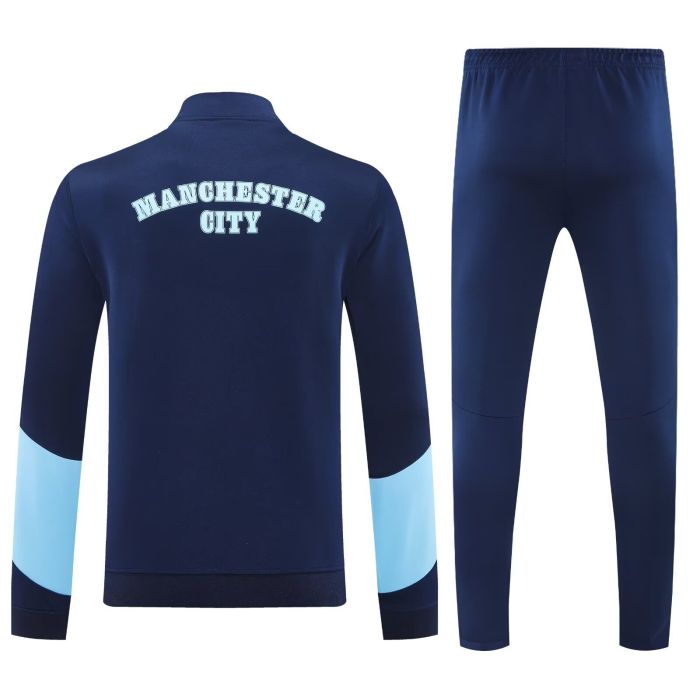 2025-2026 Manchester City Dark Blue Soccer Training Jacket and Pants Football Tracksuit