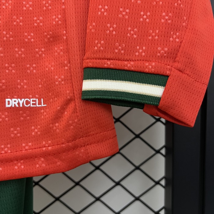 Long Sleeve Youth Uniform Kids Kit Portugal 2025 Home Soccer Jersey Shorts Child Football Set