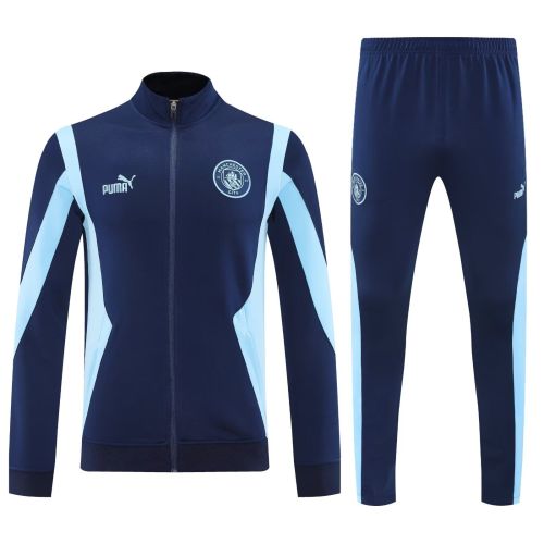 2025-2026 Manchester City Dark Blue Soccer Training Jacket and Pants Football Tracksuit