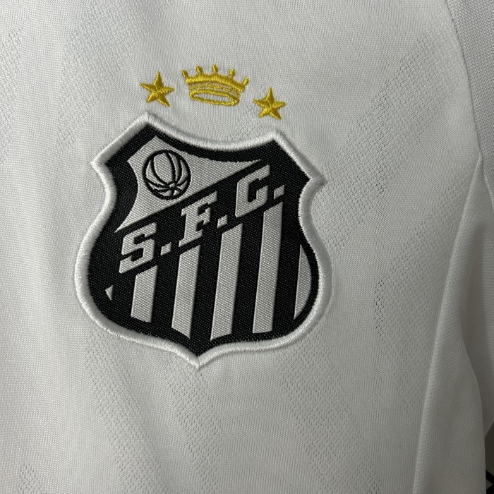 without Sponor Logo Youth Uniform Kids Kit 2025-2026 Santos Home Soccer Jersey Shorts Child Football Set