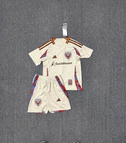 Youth Uniform Kids Kit 2025-2026 D.C. United Away Soccer Jersey Shorts Child Football Set
