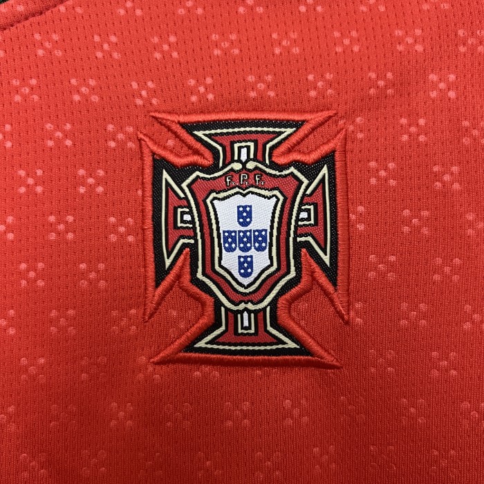 Long Sleeve Youth Uniform Kids Kit Portugal 2025 Home Soccer Jersey Shorts Child Football Set