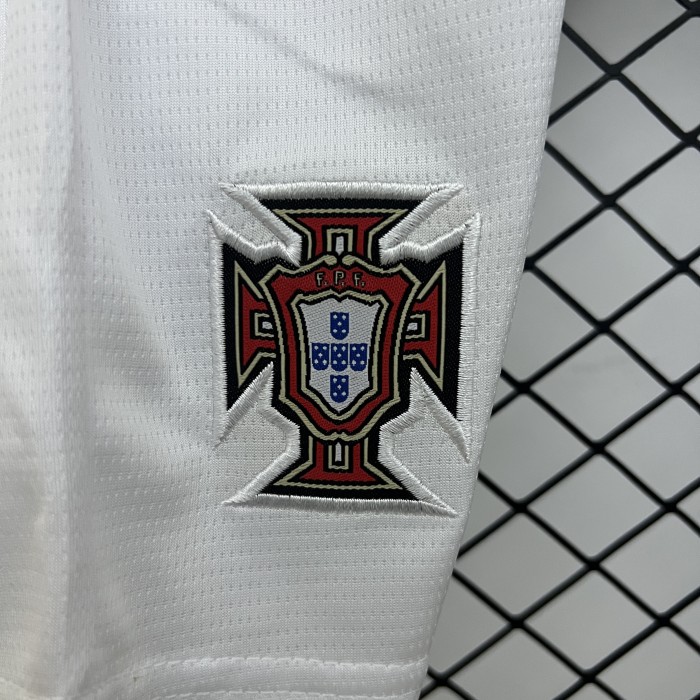 Long Sleeve Youth Uniform Kids Kit Portugal 2025 Away Soccer Jersey Shorts Child Football Set