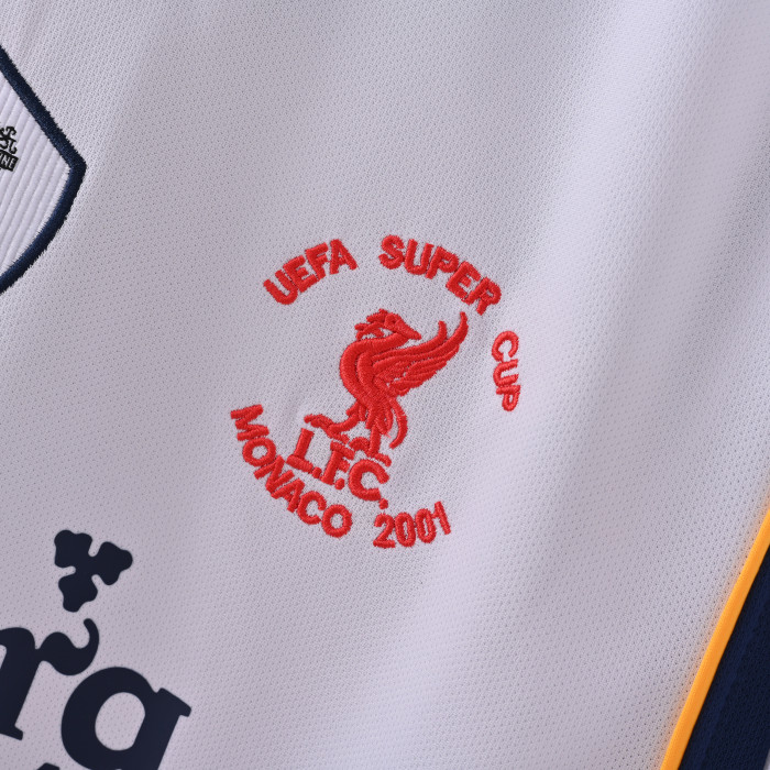 Retro Jersey 2001-2002 Liverpool Away White Soccer Jersey Vintage Football Shirt