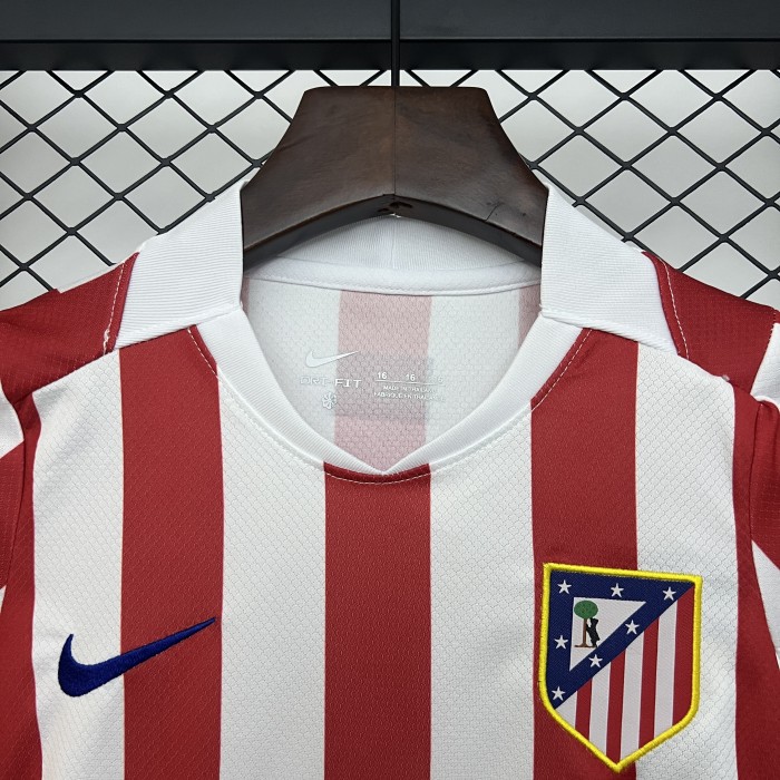 Youth Uniform Kids Kit 2025-2026 Atletico Madrid Home Soccer Jersey Shorts Child Football Set