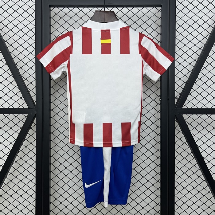 Youth Uniform Kids Kit 2025-2026 Atletico Madrid Home Soccer Jersey Shorts Child Football Set