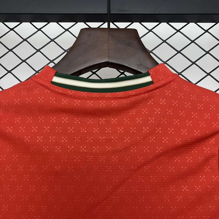Long Sleeve Youth Uniform Kids Kit Portugal 2025 Home Soccer Jersey Shorts Child Football Set