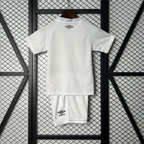 without Sponor Logo Youth Uniform Kids Kit 2025-2026 Santos Home Soccer Jersey Shorts Child Football Set