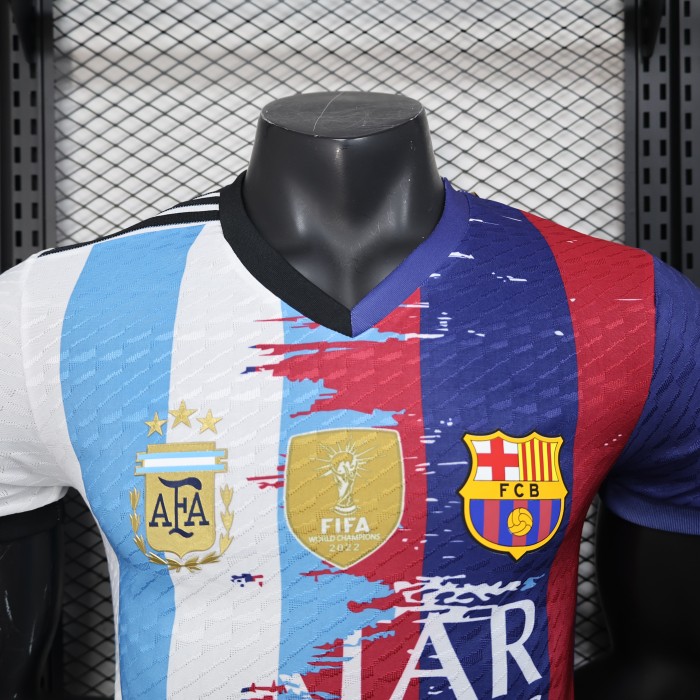 with Golden FIFA Patch Player Version Messi Team Combine Version 2025-2026 Barcelona Argentina Soccer Jersey Football Shirt