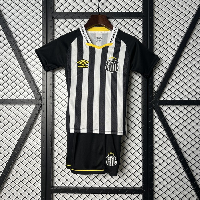 Youth Uniform Kids Kit 2025-2026 Santos Away Soccer Jersey Shorts Child Football Set