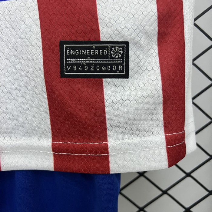 Youth Uniform Kids Kit 2025-2026 Atletico Madrid Home Soccer Jersey Shorts Child Football Set