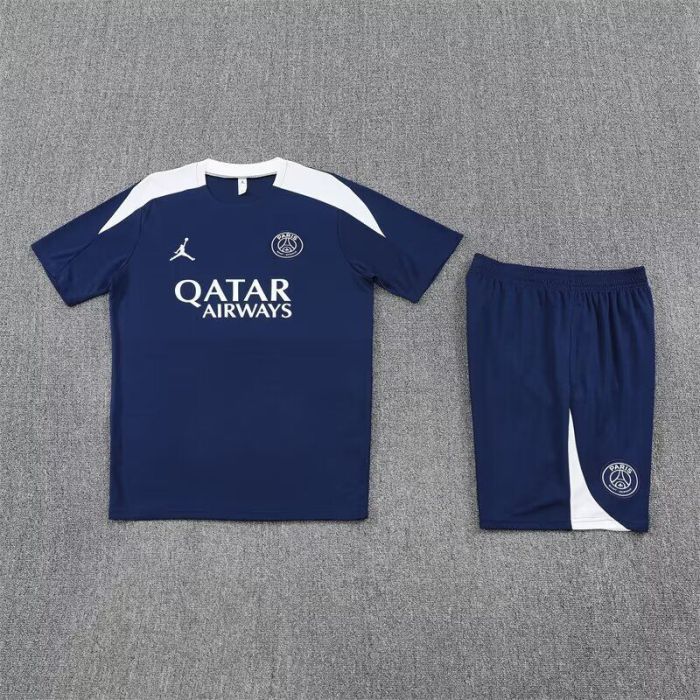 Adult Uniform 2025-2026 PSG Blue/White Soccer Training Jersey and Shorts Football Kits