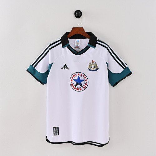 Retro Jersey 1999-2000 Newcastle United Away White/Green Soccer Jersey Vintage Football Shirt