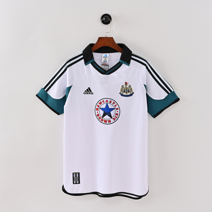 Retro Jersey 1999-2000 Newcastle United Away White/Green Soccer Jersey Vintage Football Shirt