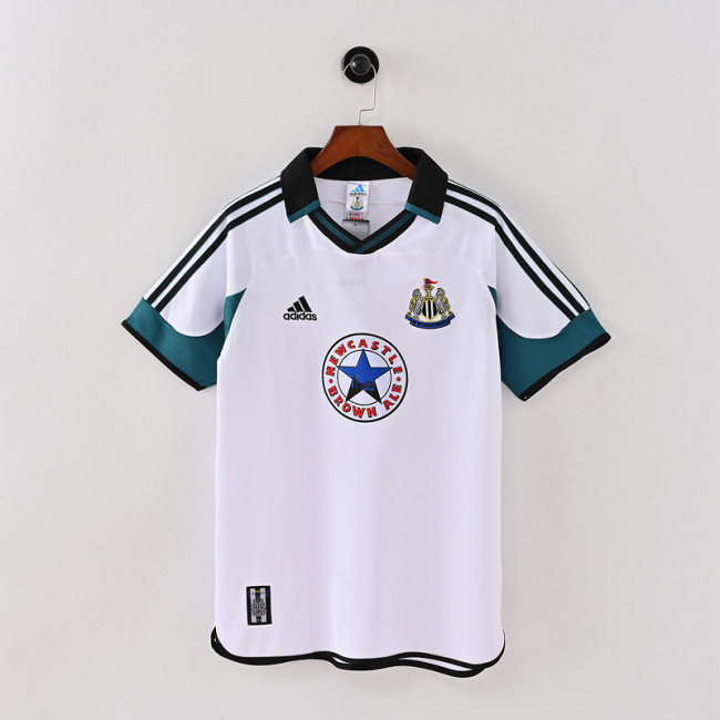 Retro Jersey 1999-2000 Newcastle United Away White/Green Soccer Jersey Vintage Football Shirt