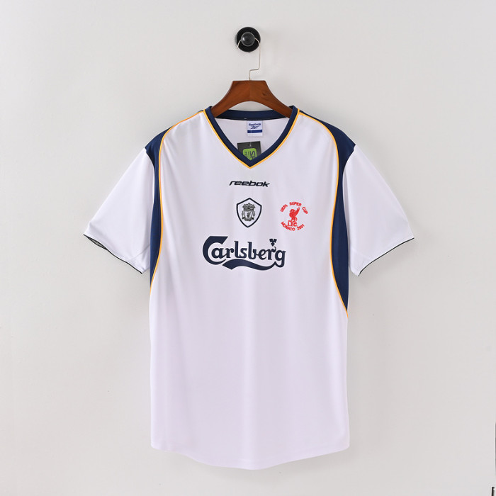 Retro Jersey 2001-2002 Liverpool Away White Soccer Jersey Vintage Football Shirt