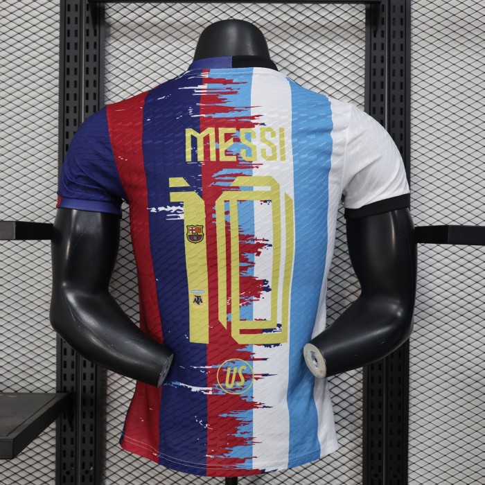 with Golden FIFA Patch Player Version Messi Team Combine Version 2025-2026 Barcelona Argentina Soccer Jersey Football Shirt