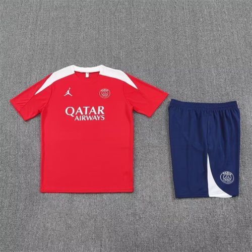 Adult Uniform 2025-2026 PSG Red/White Soccer Training Jersey and Shorts Football Kits