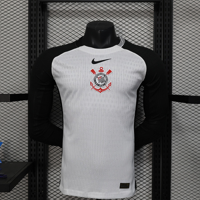 without Sponor Logo Long Sleeve Player Version 2025-2026 Corinthians Home Soccer Jersey Camisetas de Futbol