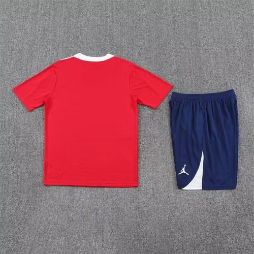 Adult Uniform 2025-2026 PSG Red/White Soccer Training Jersey and Shorts Football Kits