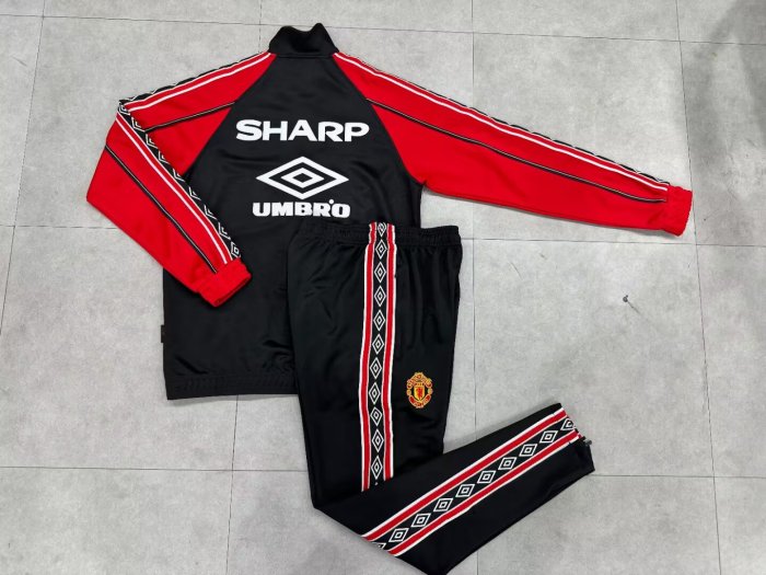 2025-2026 Manchester United Black/Red Soccer Training Jacket Football Jacket and Pants