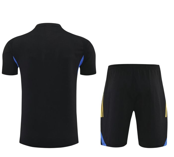 Adult Uniform 2025-2026 Manchester United Black Soccer Training Shirt and Shorts Football Set