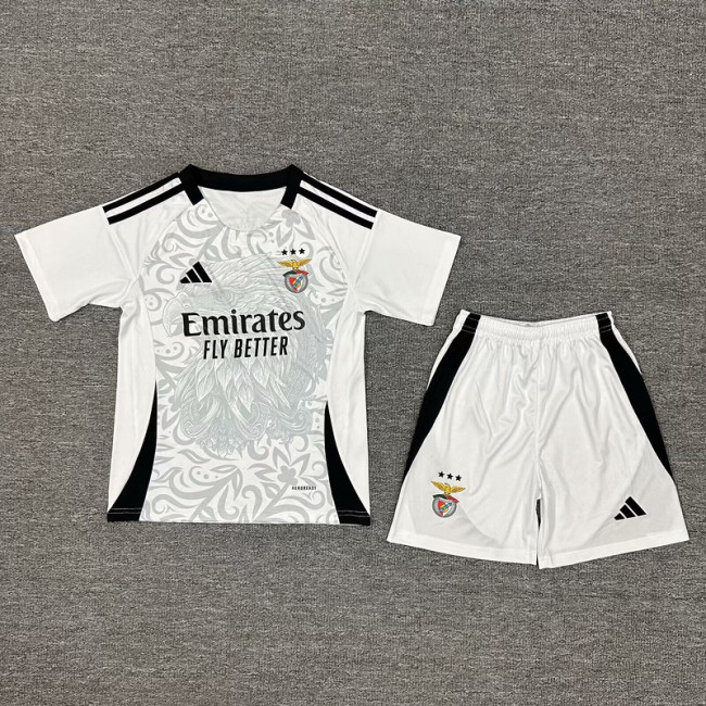 Youth Uniform Kids Kit 2025-2026 Benfica White Soccer Training Jersey Shorts Child Football Set