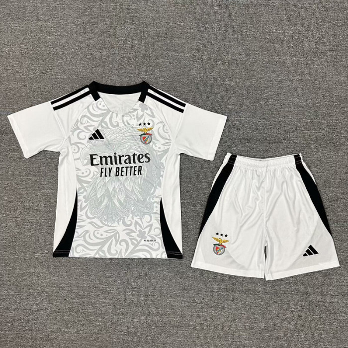 Youth Uniform Kids Kit 2025-2026 Benfica White Soccer Training Jersey Shorts Child Football Set