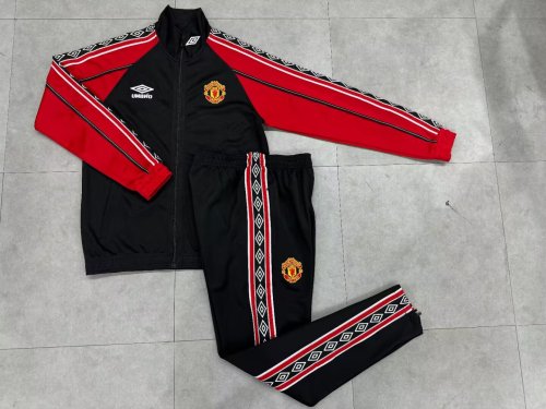 2025-2026 Manchester United Black/Red Soccer Training Jacket Football Jacket and Pants