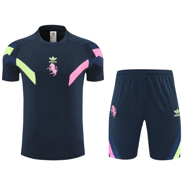 Adult Uniform 2025-2026 Juventus Dark Blue Soccer Training Shirt and Shorts Football Set