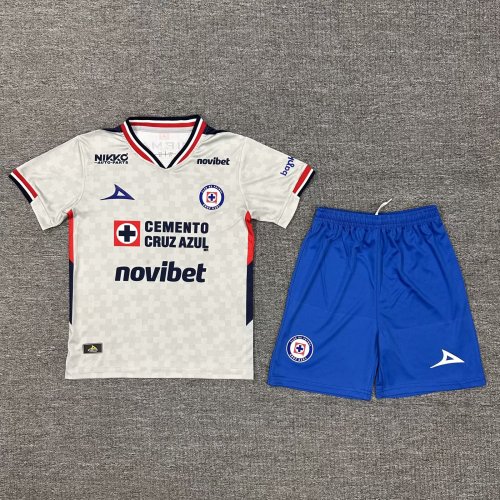 Youth Uniform Kids Kit Cruz Azul 2025-2026 Away Soccer Jersey Shorts Child Football Set