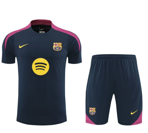 Adult Uniform 2025-2026 Barcelona Dark Blue Soccer Training Jersey and Shorts Football Kits