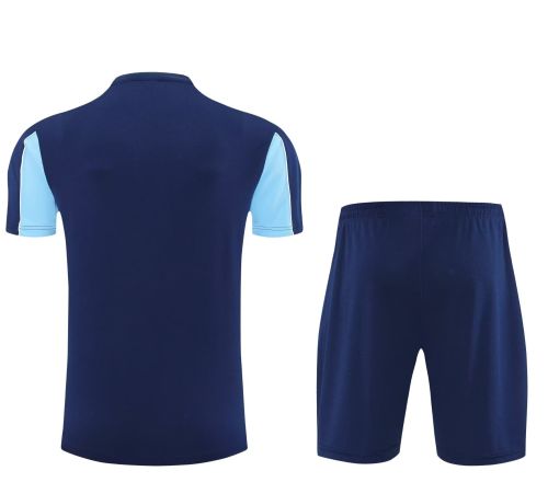 Adult Uniform 2025-2026 Manchester City Dark Blue Soccer Training Shirt and Shorts Football Set