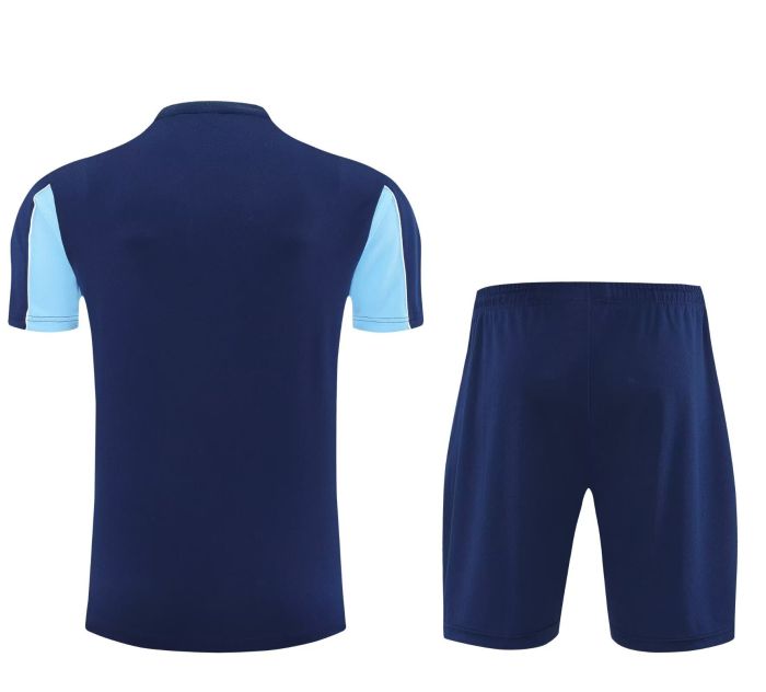 Adult Uniform 2025-2026 Manchester City Dark Blue Soccer Training Shirt and Shorts Football Set