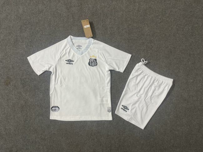 Youth Uniform Kids Kit 2025-2026 Santos Home Soccer Jersey Shorts Child Football Set
