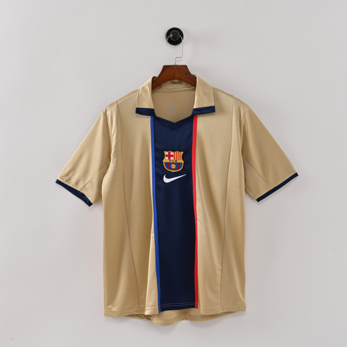 Retro Jersey 2001-2002 Barcelona Away Yellow Soccer Jersey Vintage Football Shirt