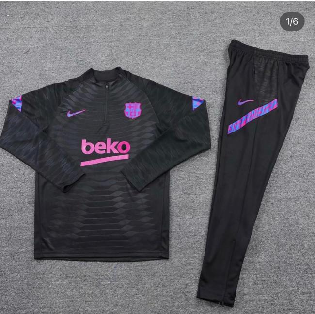 2025 Barcelona Black Soccer Training Sweater and Pants Football Kit