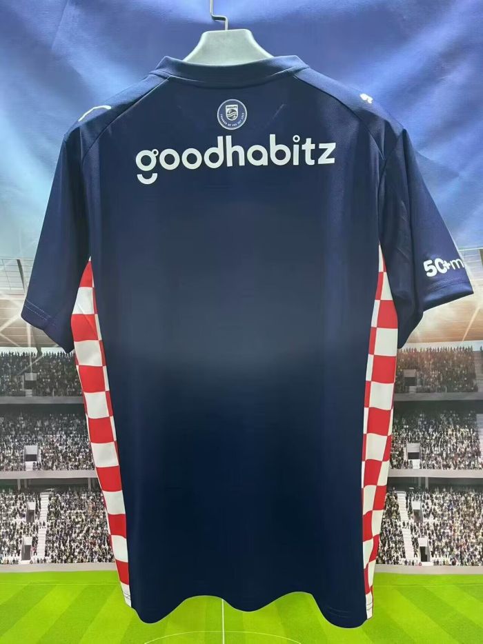 Fan Version 2025-2026 PSV Eindhoven Away Dark Blue Soccer Jersey Football Shirt