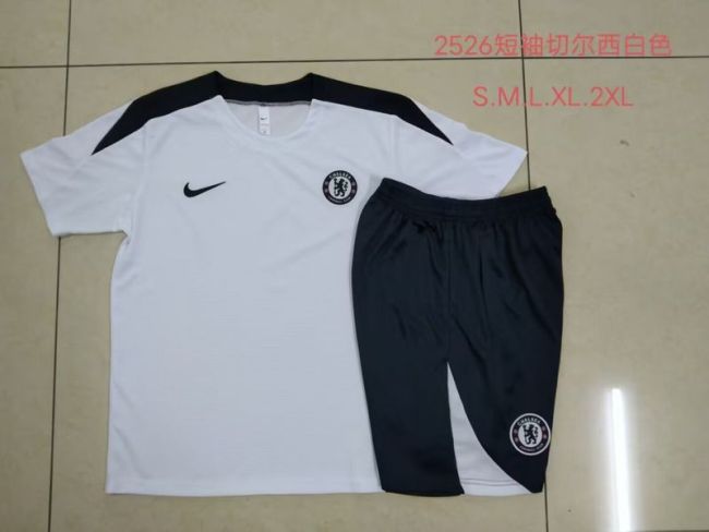 Adult Uniform 2025-2026 Chelsea White Soccer Training Shirt and Shorts Football Set