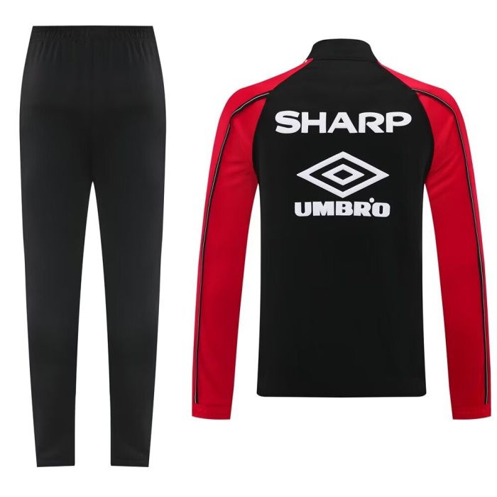 Retro Model 2025-2026 Manchester United Black/Red Soccer Training Jacket Football Jacket and Pants