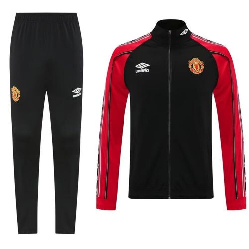 Retro Model 2025-2026 Manchester United Black/Red Soccer Training Jacket Football Jacket and Pants