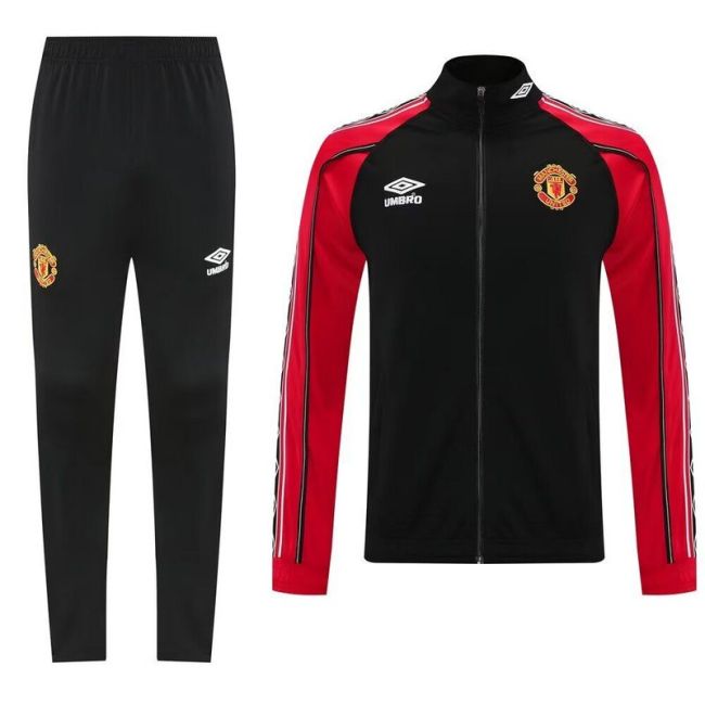 Retro Model 2025-2026 Manchester United Black/Red Soccer Training Jacket Football Jacket and Pants
