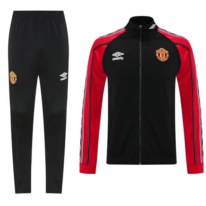 Retro Model 2025-2026 Manchester United Black/Red Soccer Training Jacket Football Jacket and Pants