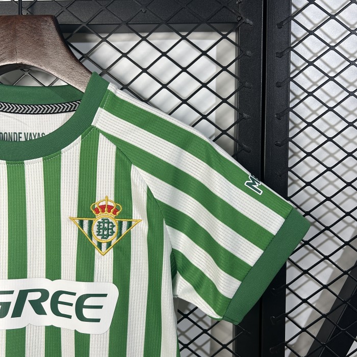 Youth Uniform Kids Kit 2025-2026 Real Betis Conference Final Soccer Jersey Shorts Child Football Set