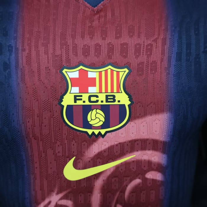 Barca Camisetas de Futbol Fans Version 2025-2026 Barcelona 2 Red Travis Scott Soccer Jersey