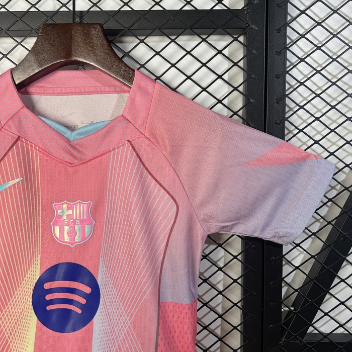 Youth Uniform Kids Kit 2025-2026 Barcelona Special Edition Soccer Jersey Shorts Child Football Set