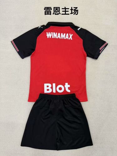 Youth Uniform Kids Kit 2025-2026 Stade Rennais Home Soccer Jersey Shorts Child Football Set