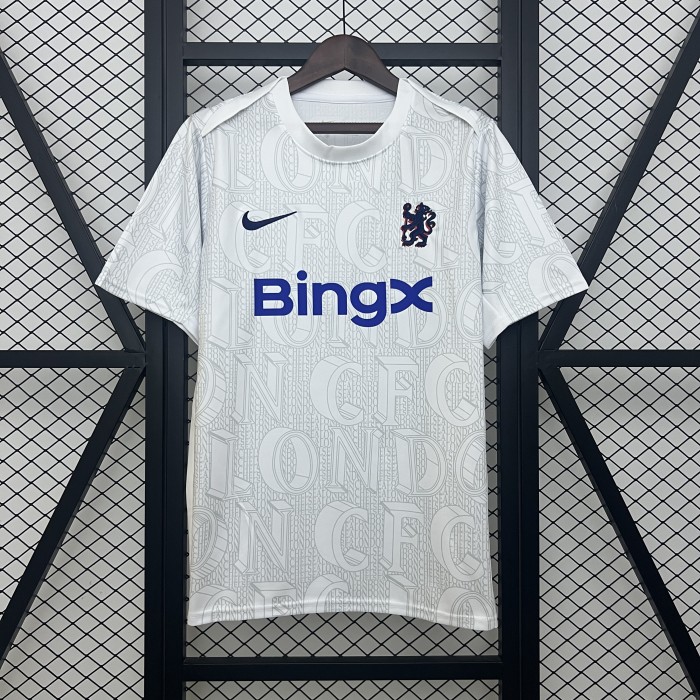 Fans Version 2025-2026 Chelsea White Soccer Training Jersey Football Pre-match Shirt