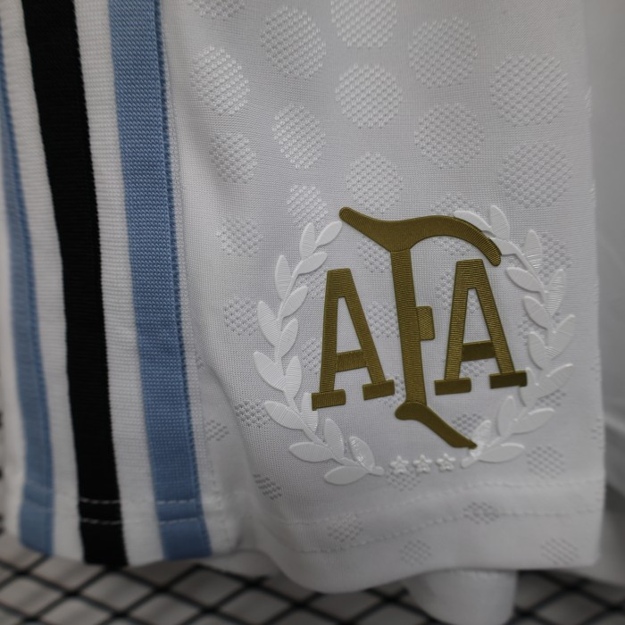 Player Version 2025 Argentina 50th Anniversary Soccer Shorts White Football Shorts